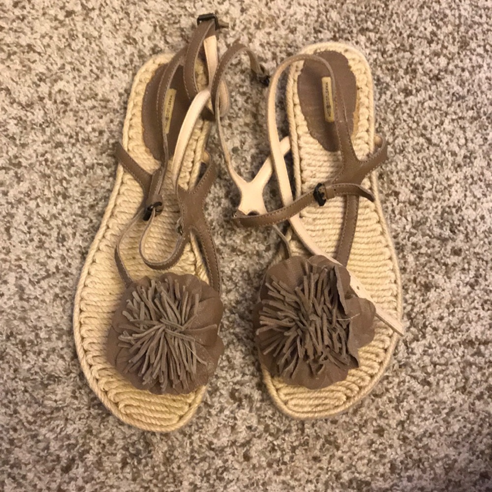 Max studio ankle leather espadrille sandals 8.5